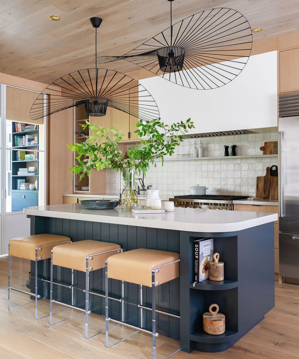 White title background in white oak custom kitchen