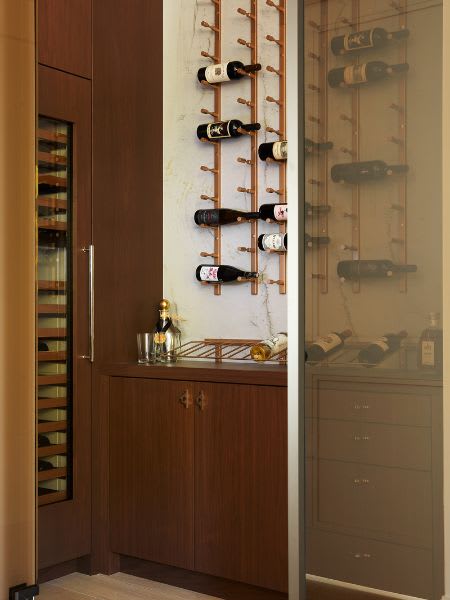 Custom wood wine rack on wall